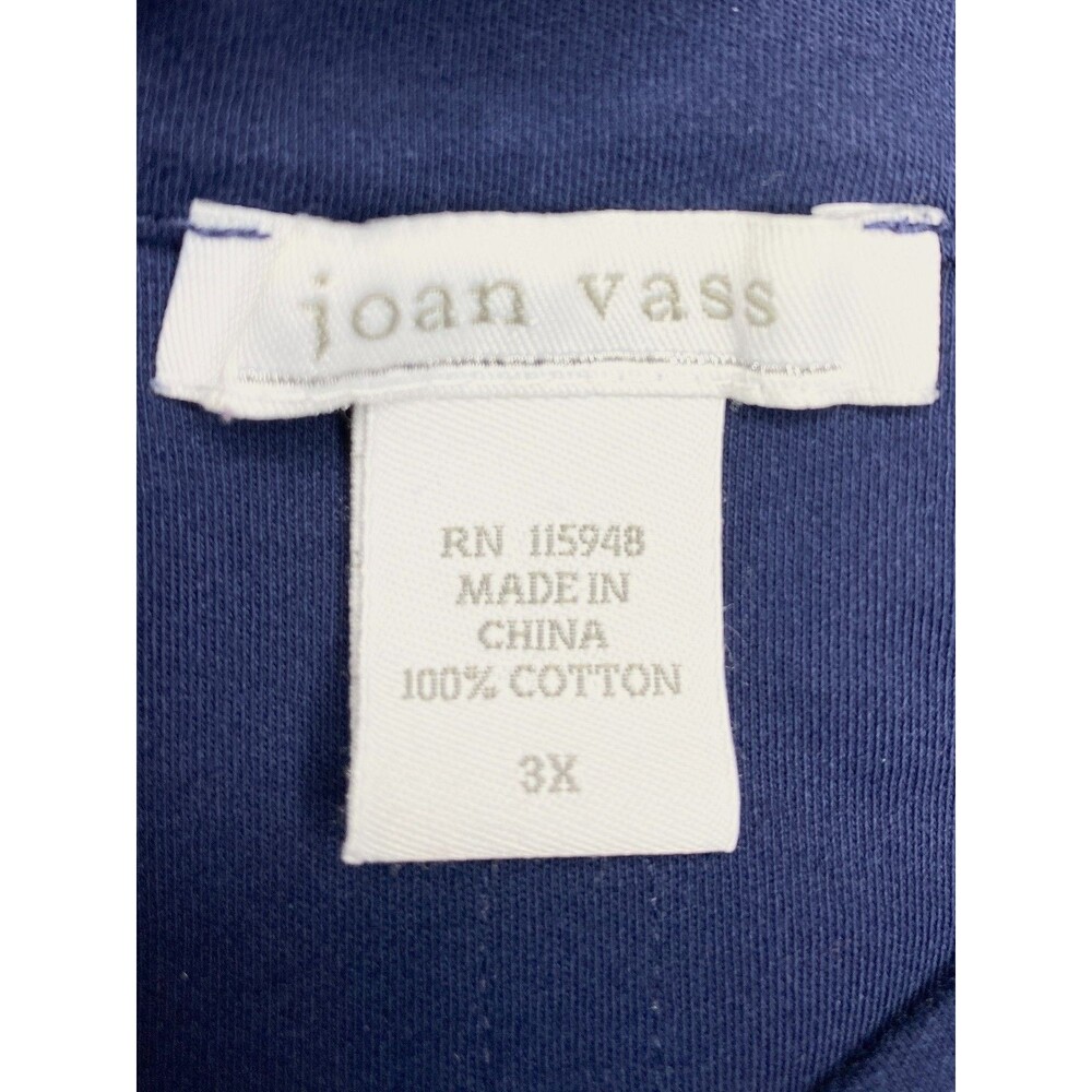 Joan Vass Pullover Top Funnel Neck Longline 3X Cotton Coastal Athleisure - Picture 9 of 9